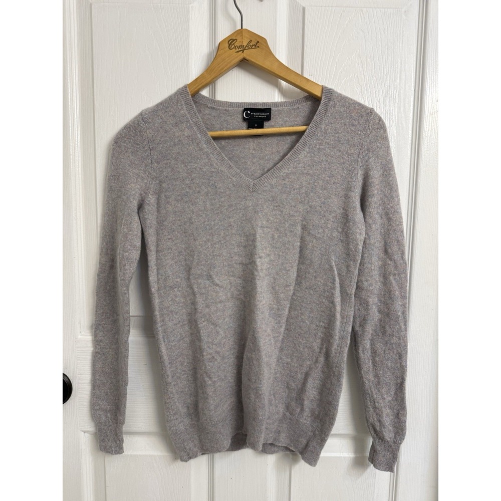 C by Bloomingdales Women's Small V-Neck Long Sleeve Cashmere Sweater Multicolor